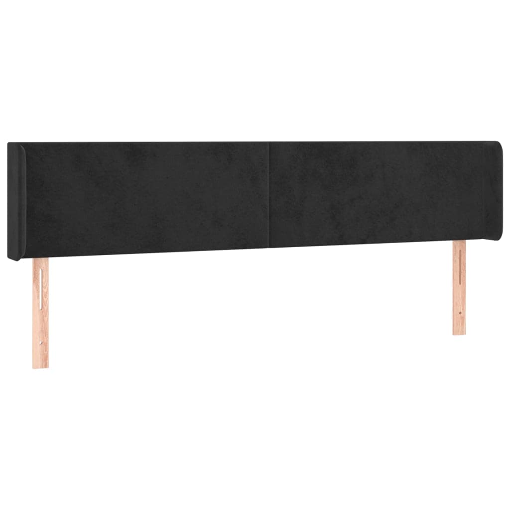 vidaXL Cabeceira de cama c/ abas veludo 163x16x78/88 cm preto
