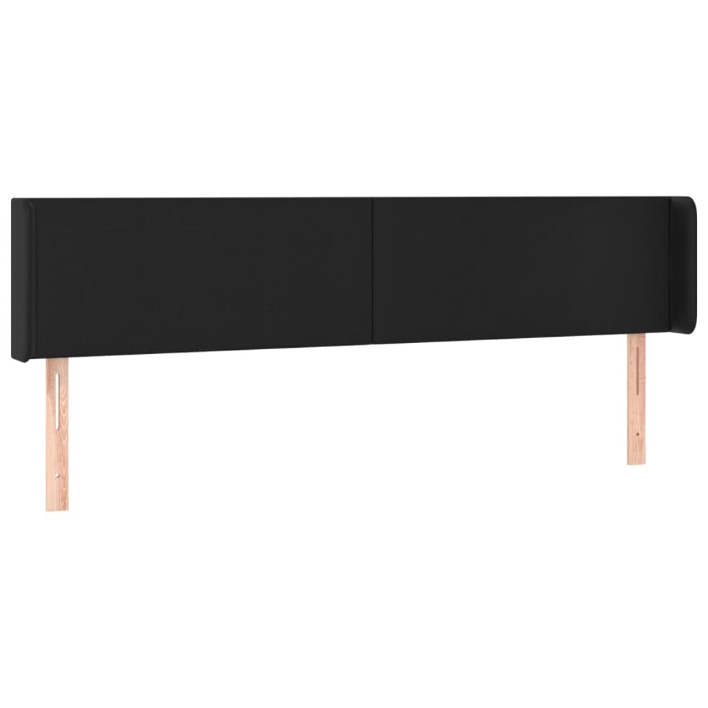 vidaXL Cabeceira de cama c/ abas couro artificial 163x16x78/88cm preto