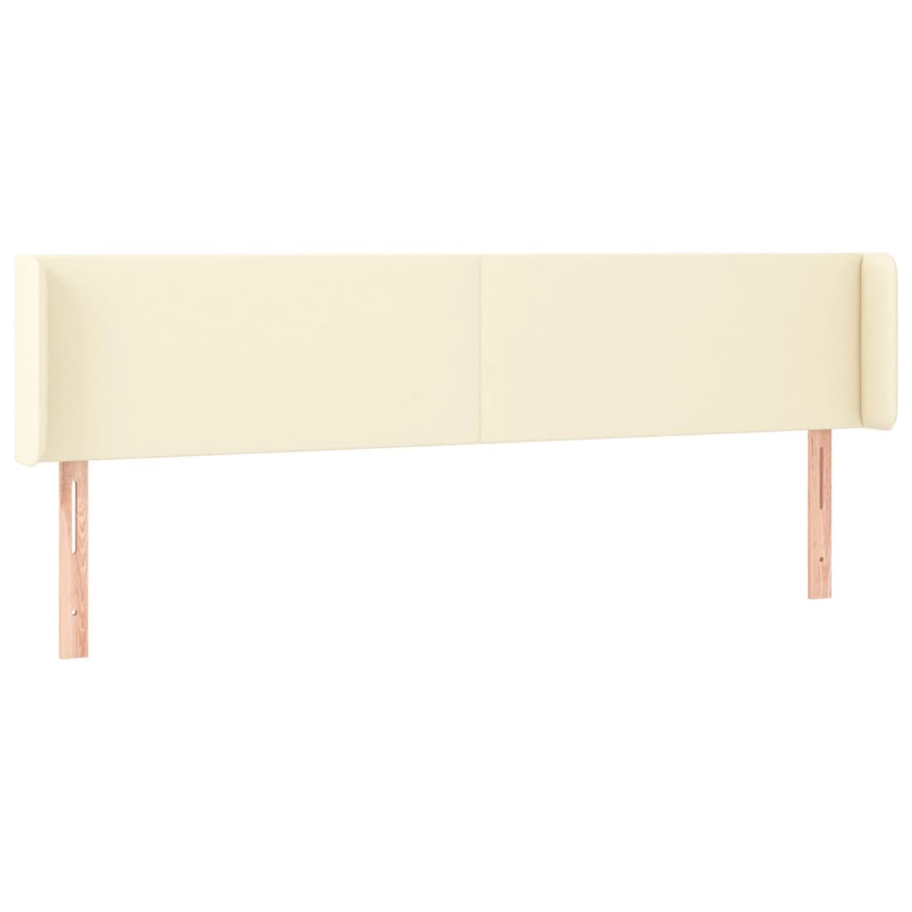 Cabeceira de Cama com Abas Couro Artificial 203x16x78/88cm Creme - 3118598