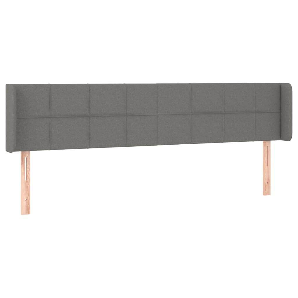 vidaXL Cabeceira de cama c/ abas tecido 203x16x78/88cm cinzento-escuro