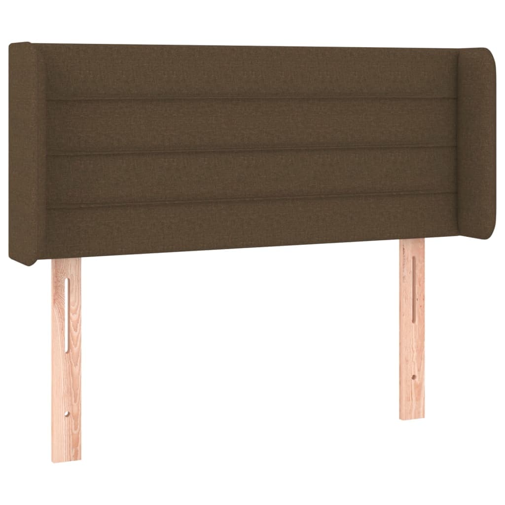 vidaXL Cabeceira de cama c/ abas tecido 103x16x78/88cm castanho-escuro