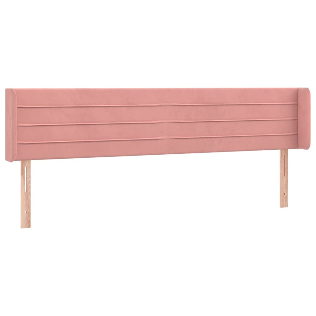 vidaXL Cabeceira de cama c/ abas veludo 183x16x78/88 cm rosa