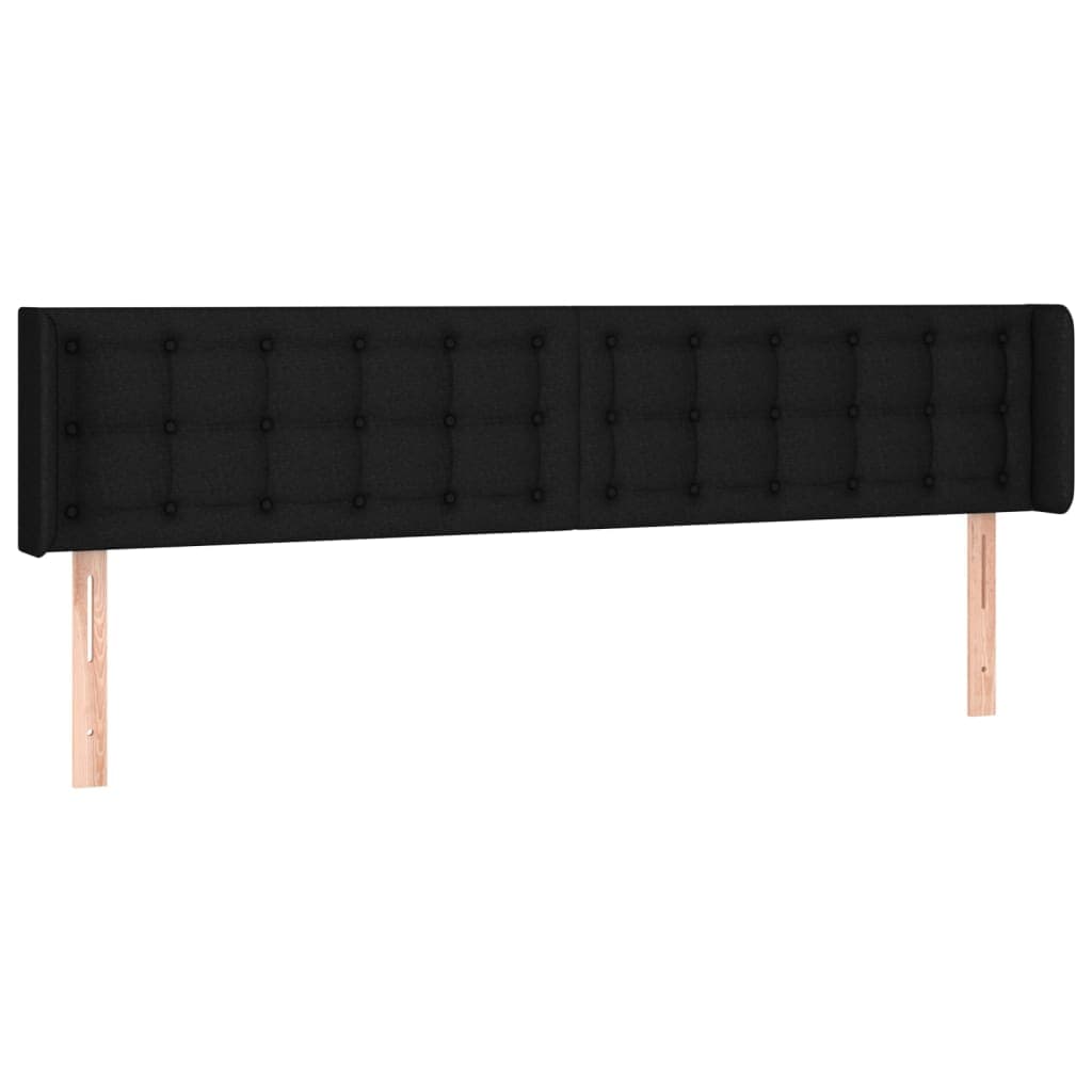 vidaXL Cabeceira de cama c/ abas tecido 163x16x78/88 cm preto