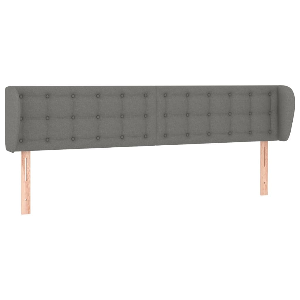 vidaXL Cabeceira de cama c/ abas tecido 183x16x78/88cm cinzento-escuro