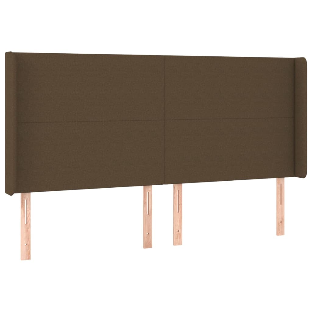 vidaXL Cabeceira cama c/ abas tecido 203x16x118/128 cm castanho-escuro