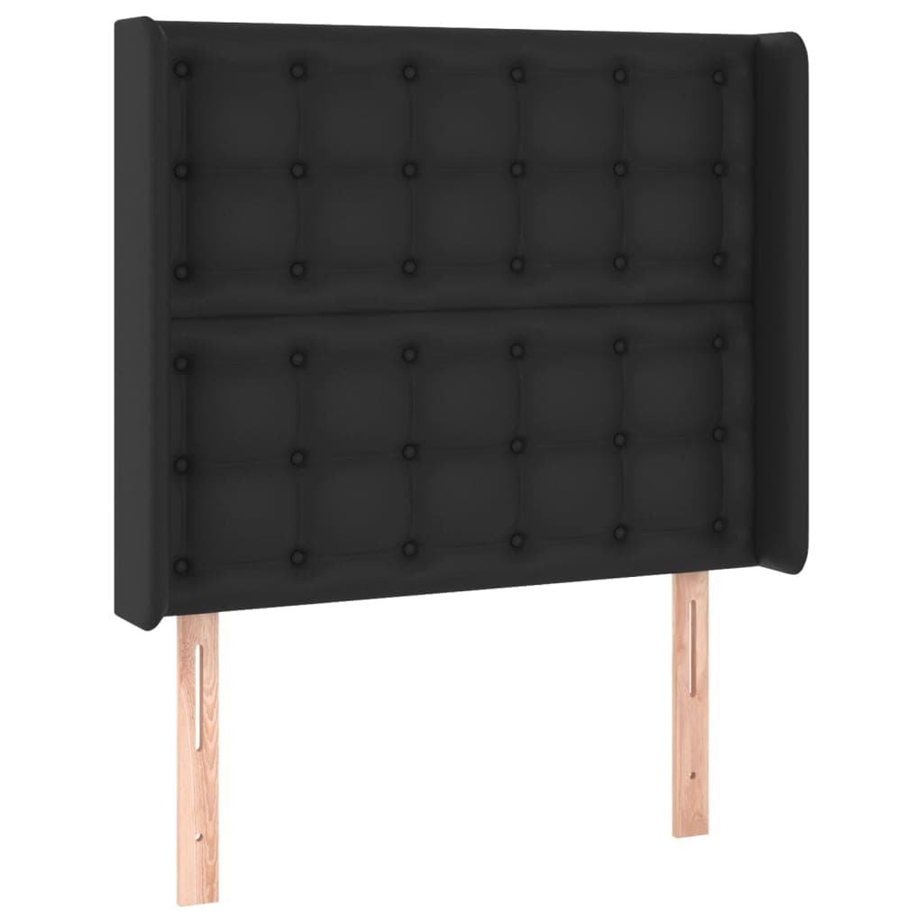 vidaXL Cabeceira de cama c/ abas couro artif. 83x16x118/128 cm preto