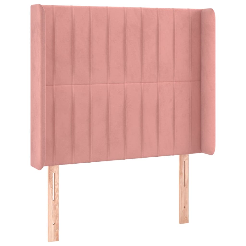 vidaXL Cabeceira de cama c/ abas veludo 83x16x118/128 cm rosa
