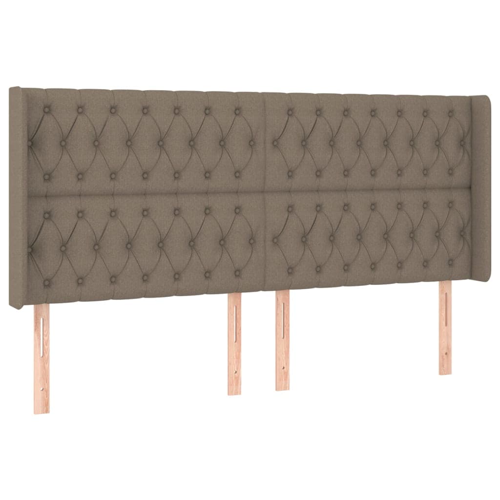 vidaXL Cabeceira cama abas tecido 203x16x118/128 cm cinza-acastanhado