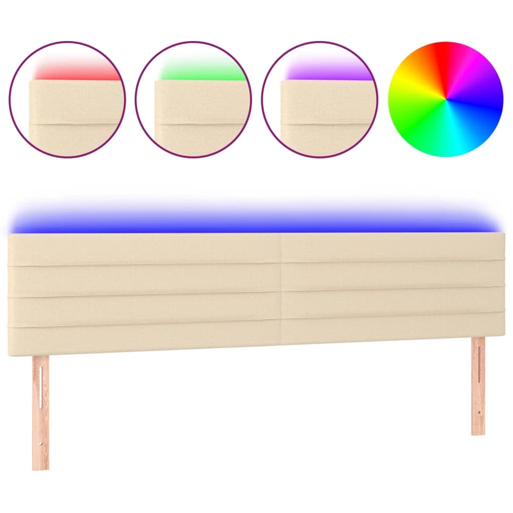 vidaXL Cabeceira de Cama com Luzes led Tecido 180x5x78/88 cm Cor Creme - 1733214702