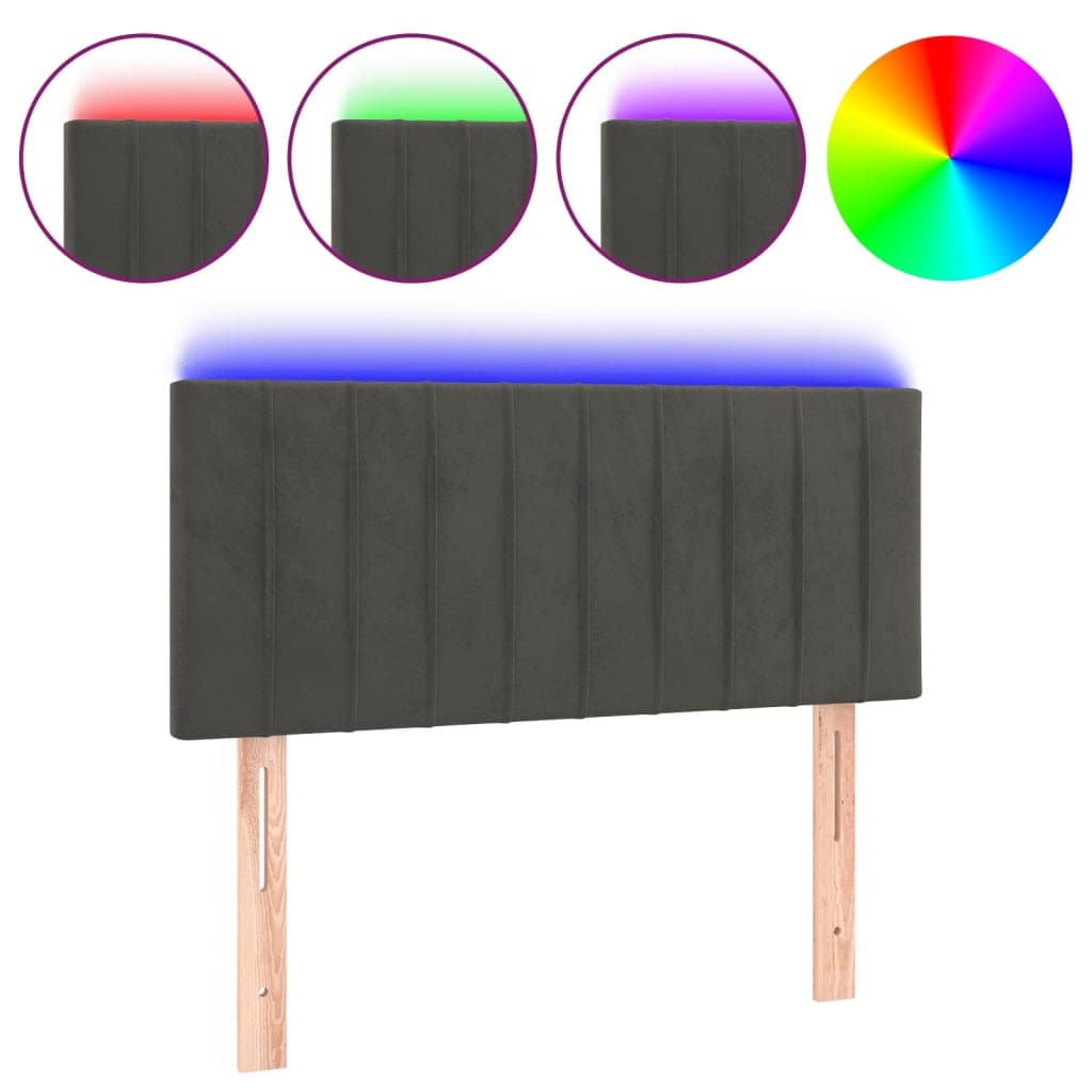 vidaXL Cabeceira de Cama com Luzes led Tecido 90x5x78/88cm Cinza-escuro - 48840489