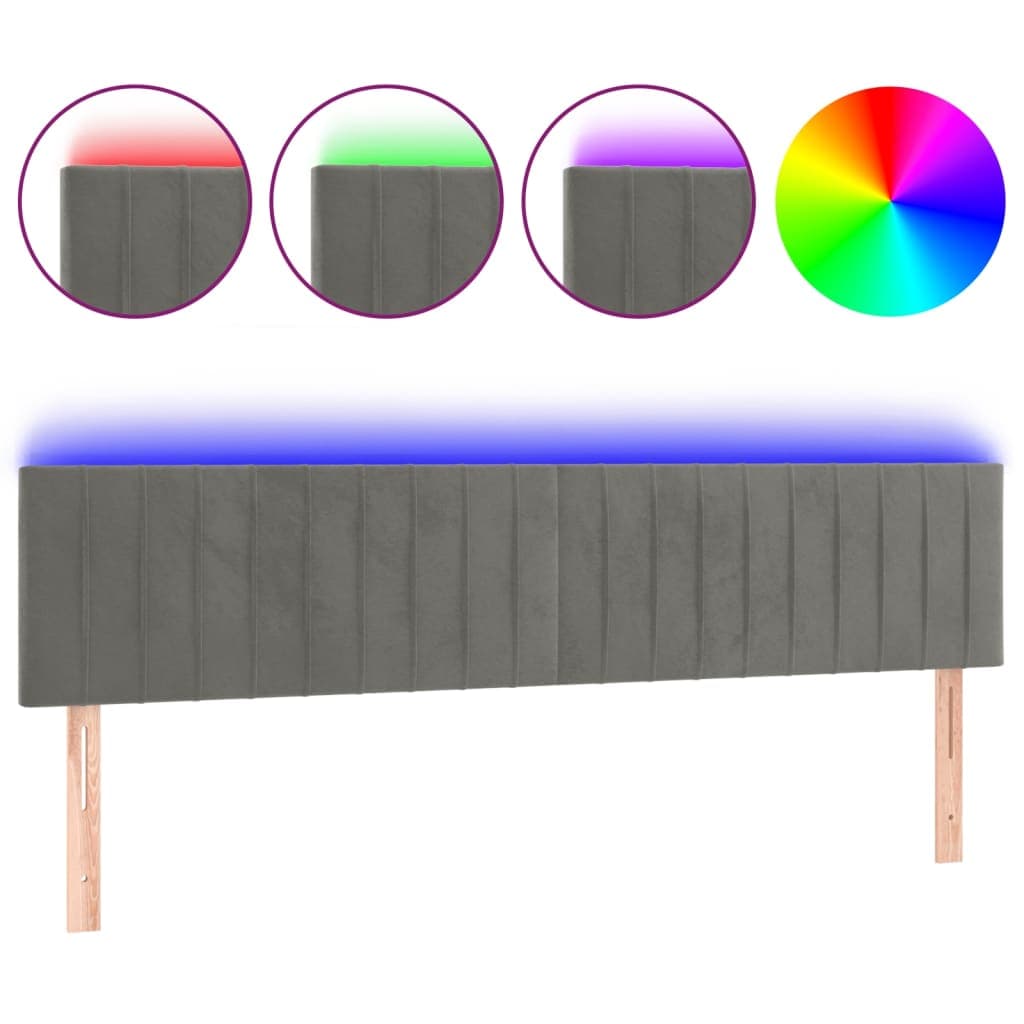 Cabeceira de Cama C/luzes led Veludo 200x5x78/88 cm Cinza-claro - 3121916