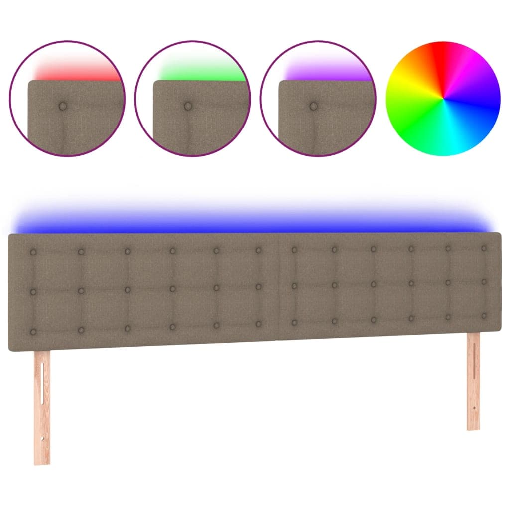 Cabeceira Cama Luzes led Tecido 180x5x78/88cm Cinza-acastanhado - 3122064