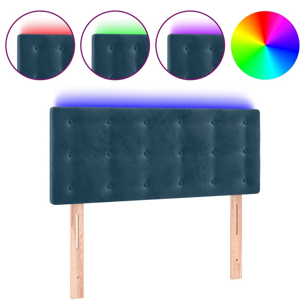 vidaXL Cabeceira de Cama com Luzes led Veludo 90x5x78/88 cm Azul-escuro - 1766388201