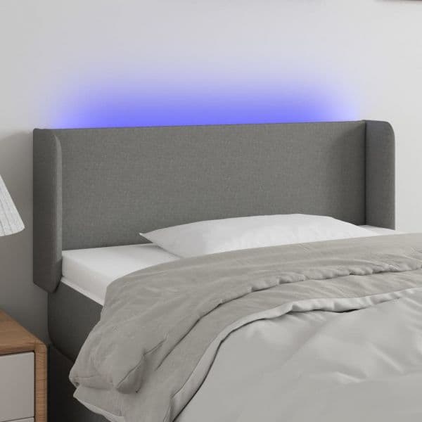 Cabeceira Cama com Luzes led Tecido 103x16x78/88cm Cinza-escuro - 3122947