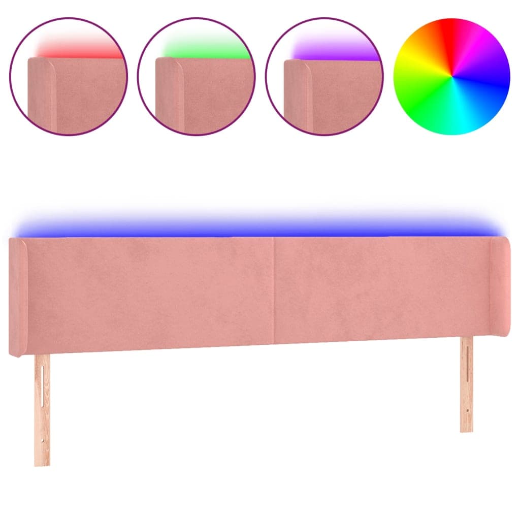 vidaXL Cabeceira de Cama com Luzes led Veludo 183x16x78/88 cm Rosa - 3045059493