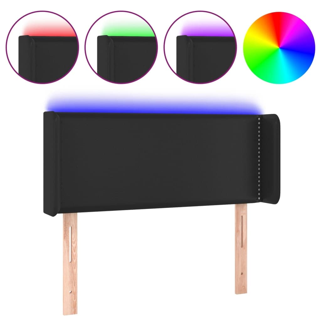 Cabeceira de Cama com led Couro Artificial 83x16x78/88 cm Preto - 3123168