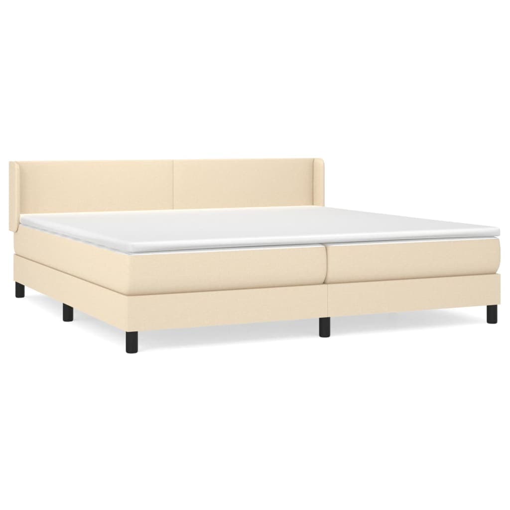 vidaXL Cama com molas/colchão 200x200 cm tecido cor creme
