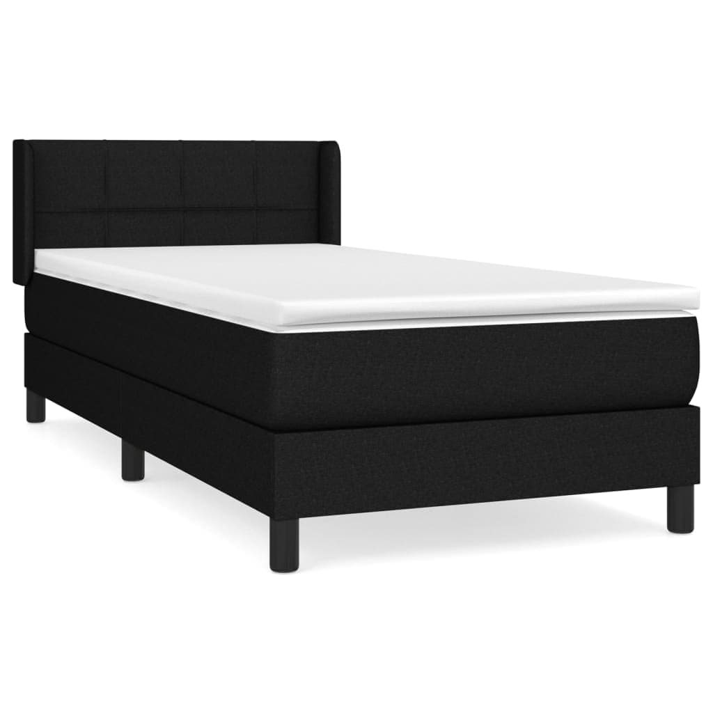 vidaXL Cama com molas/colchão 80x200 cm tecido preto