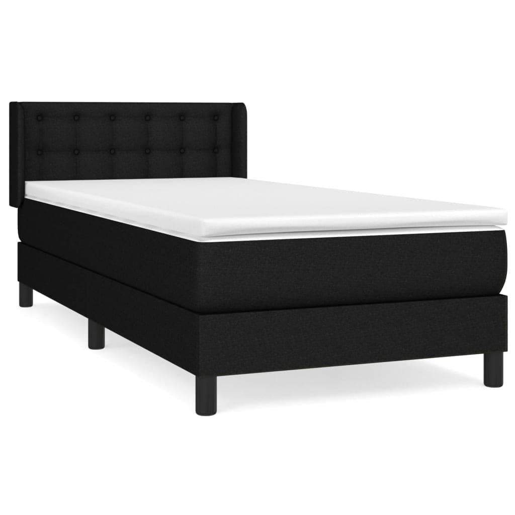 vidaXL Cama com Molas/colchão 80x200 cm Tecido Preto - 3332341233