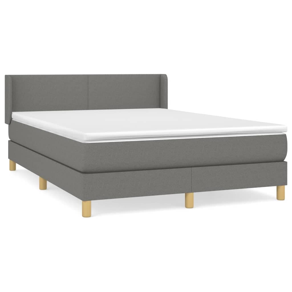 vidaXL Cama com Molas/colchão 140x190 cm Tecido Cinzento-escuro - 926609645