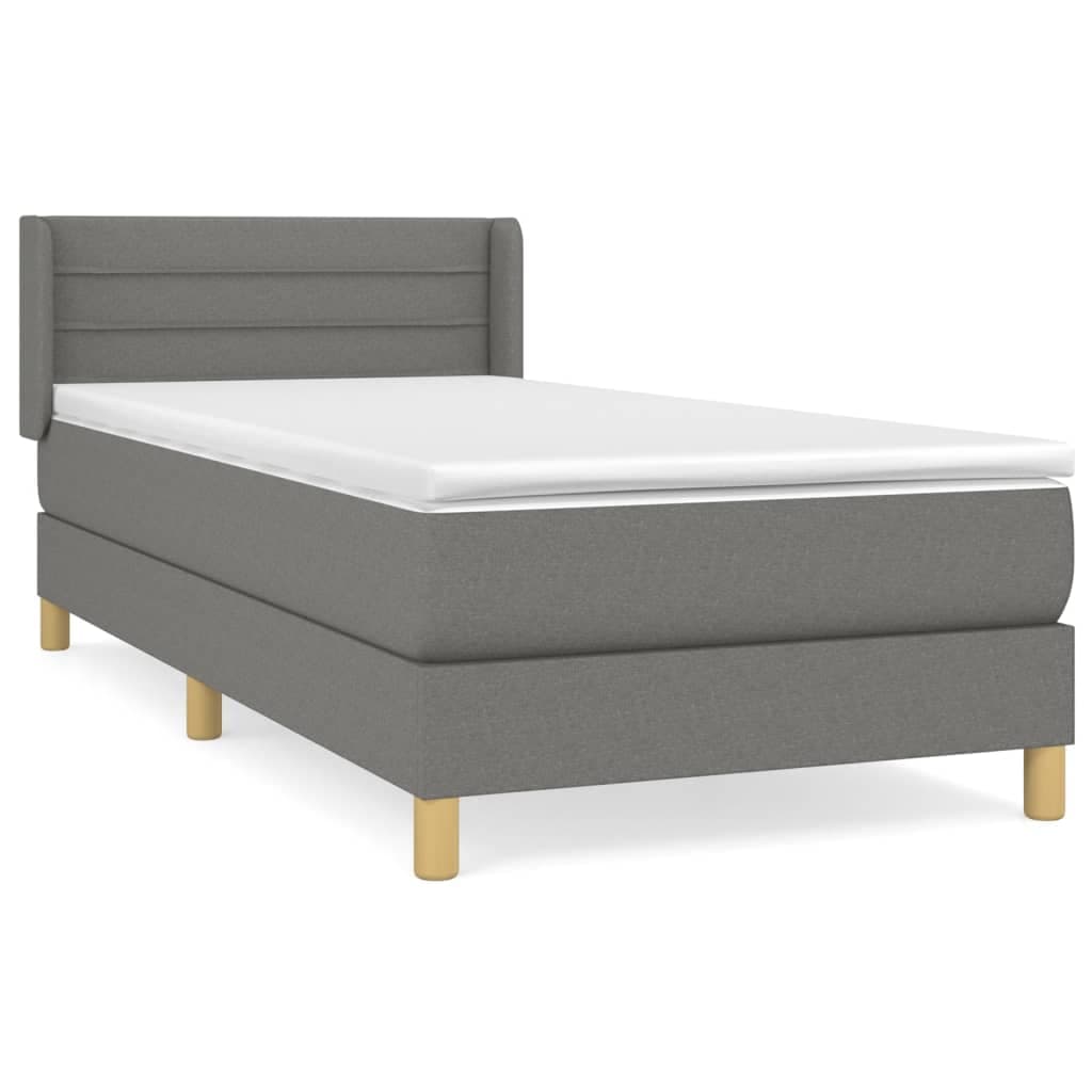 vidaXL Cama com Molas/colchão 90x200 cm Tecido Cinzento-escuro - 31818264