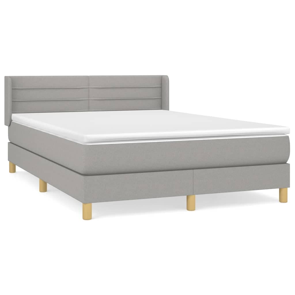 vidaXL Cama com Molas/colchão 140x200 cm Tecido Cinzento-claro - 966992969