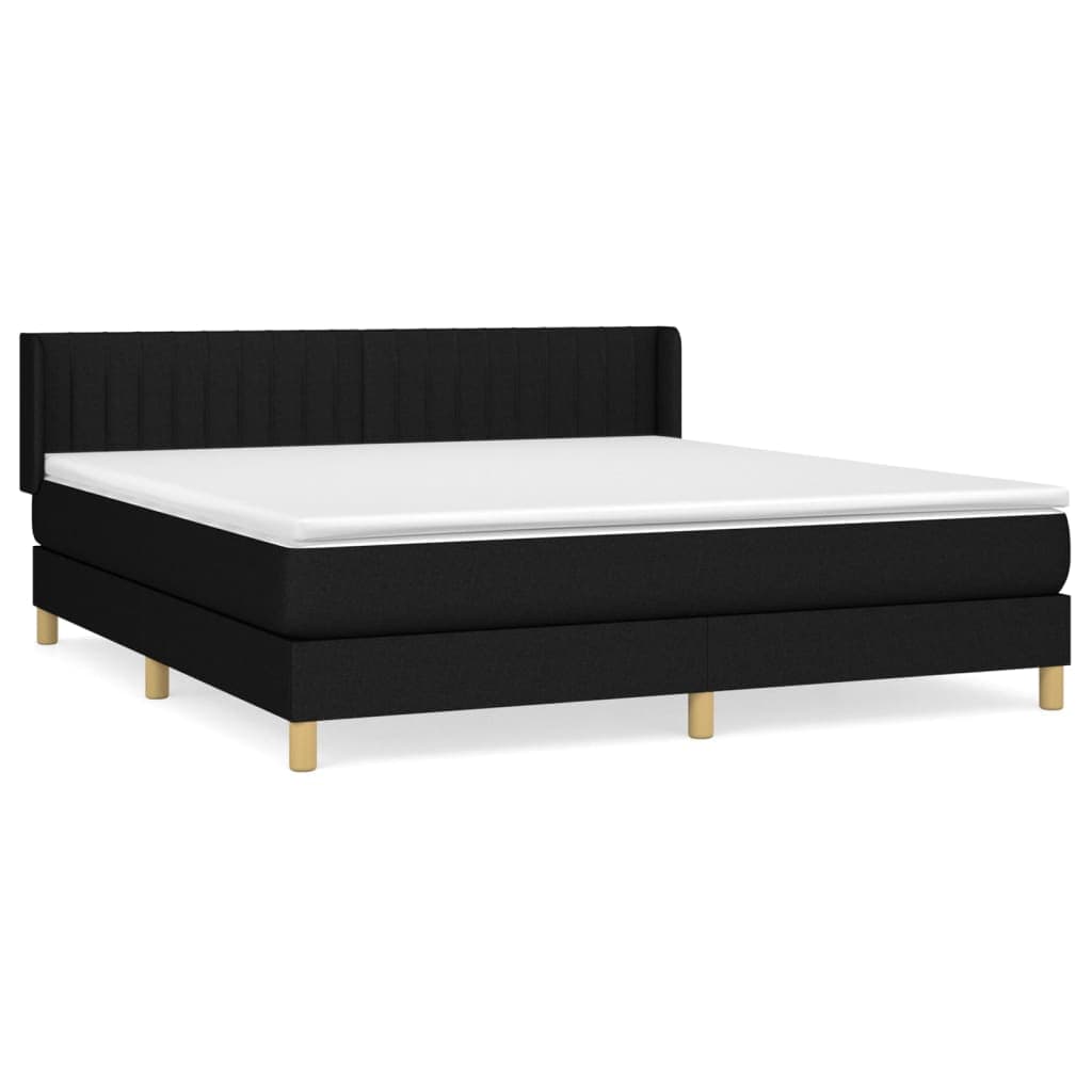 vidaXL Cama com Molas/colchão 160x200 cm Tecido Preto - 636945293