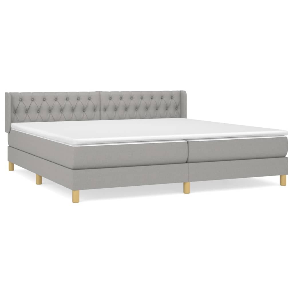 vidaXL Cama com molas/colchão 200x200 cm tecido cinza-claro