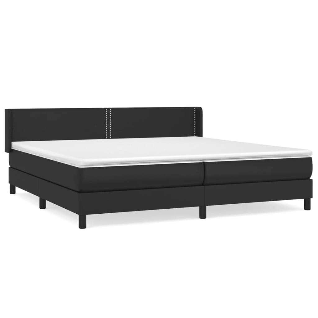 vidaXL Cama com molas/colchão 200x200 cm couro artificial preto