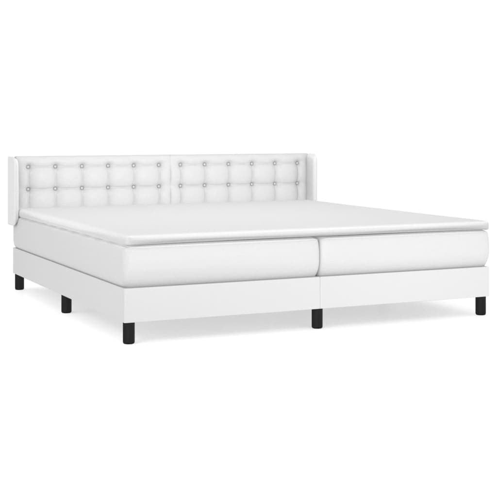 vidaXL Cama com molas/colchão 200x200 cm couro artificial branco