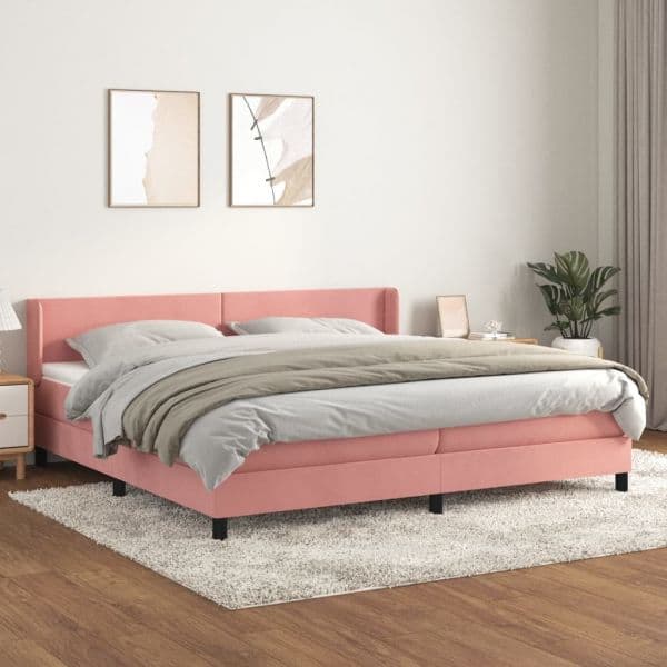 Cama com Molas/colchão 200x200 cm Veludo Rosa - 3130864