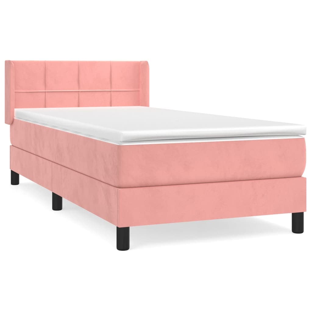 vidaXL Cama com Molas/colchão 100x200 cm Veludo Rosa - 3137161558