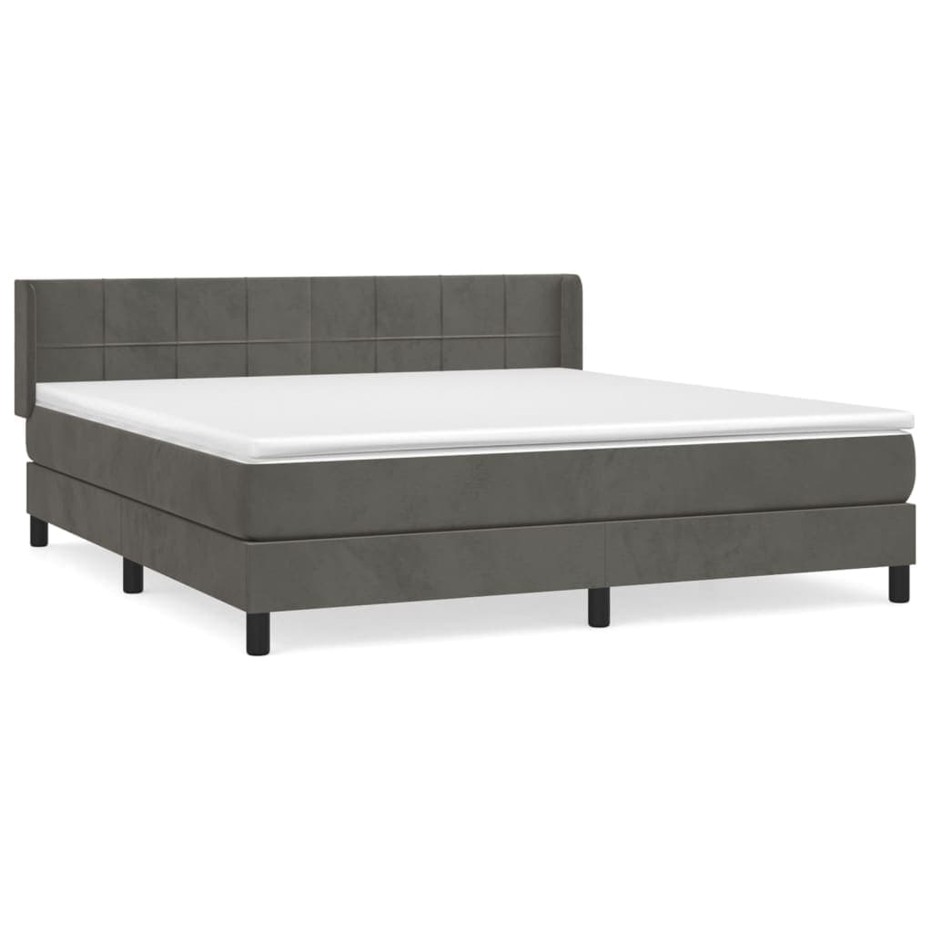 vidaXL Cama com molas/colchão 160x200 cm veludo cinzento-escuro