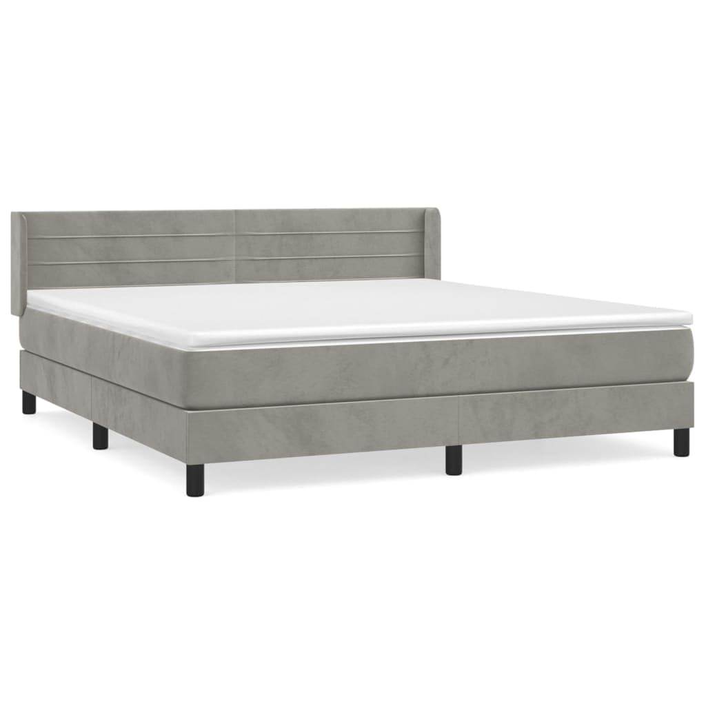 vidaXL Cama com Molas/colchão 160x200 cm Veludo Cinzento-claro - 3413487531