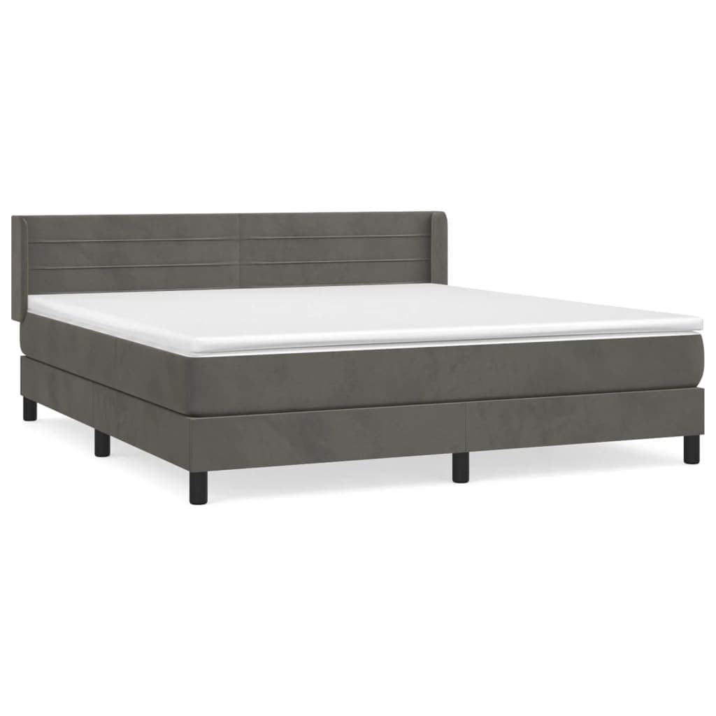 vidaXL Cama com Molas/colchão 160x200 cm Veludo Cinzento-escuro - 1540010554