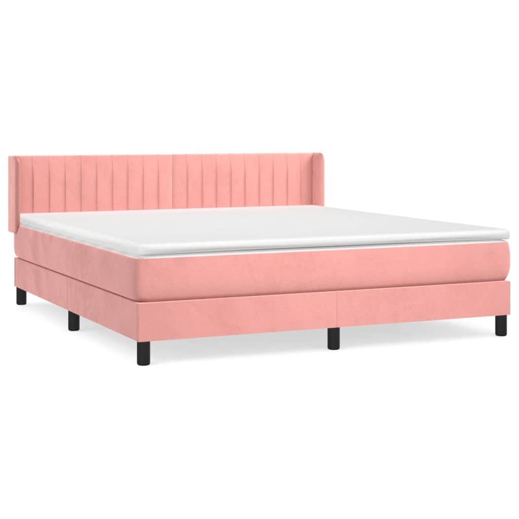 vidaXL Cama com Molas/colchão 160x200 cm Veludo Rosa - 1491829487