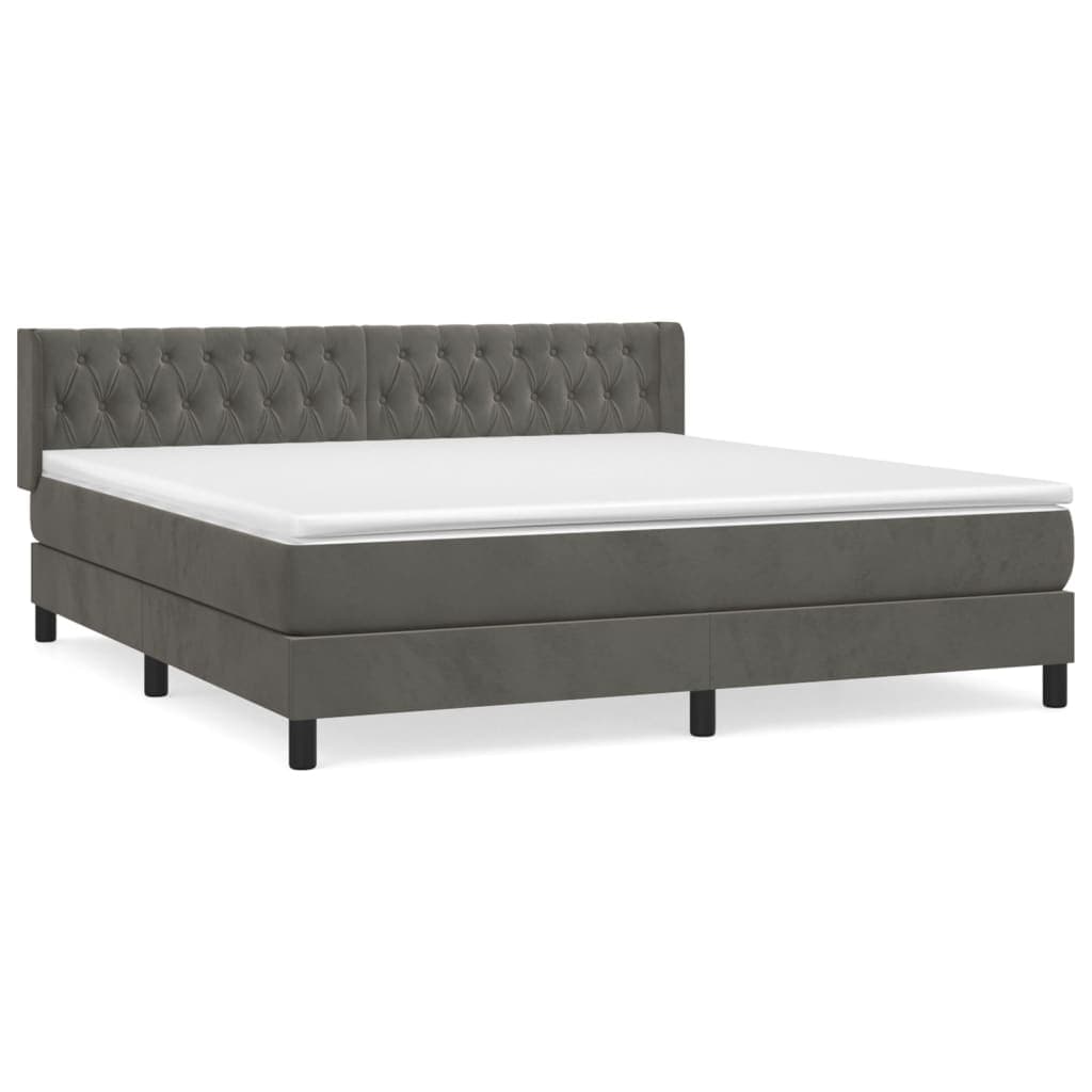 vidaXL Cama com Molas/colchão 160x200 cm Veludo Cinzento-escuro - 206733195