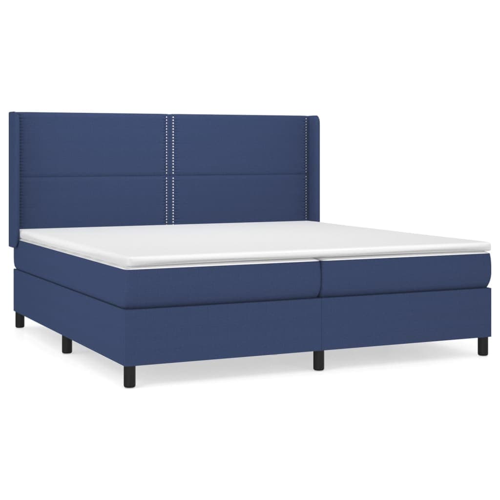 vidaXL Cama com molas/colchão 200x200 cm tecido azul