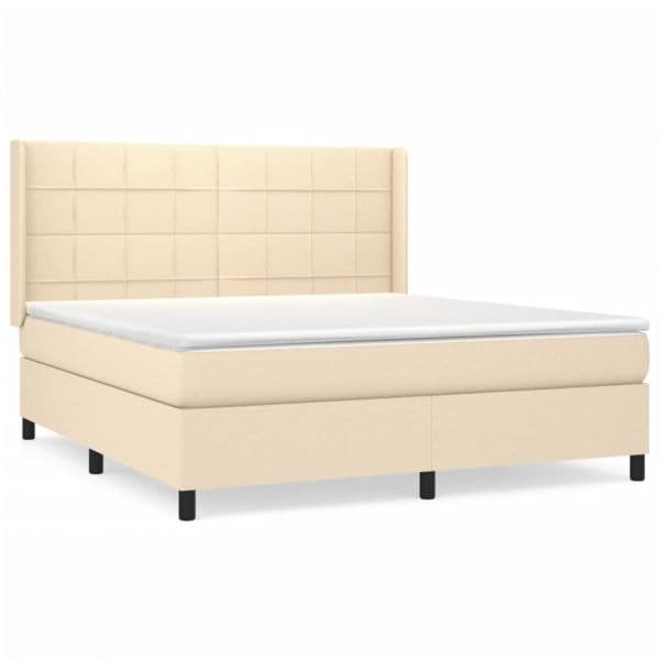 vidaXL Cama com Molas/colchão 180x200 cm Tecido Cor Creme - 439664650