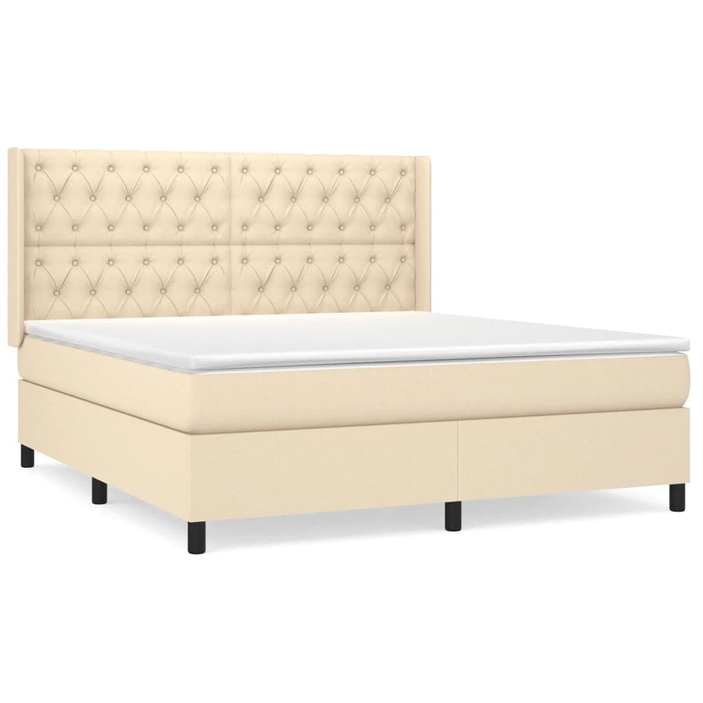 vidaXL Cama com molas/colchão 160x200 cm tecido cor creme
