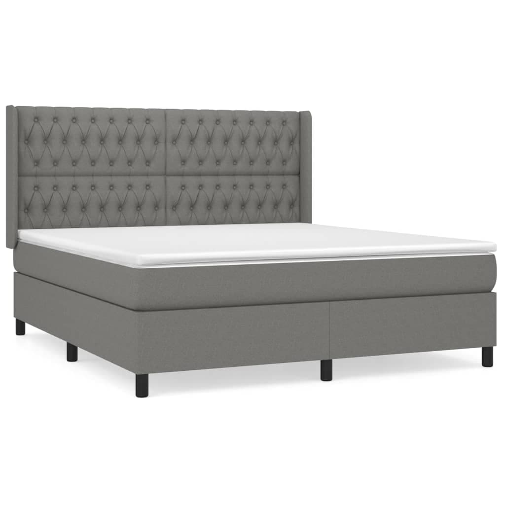 vidaXL Cama com molas/colchão 180x200 cm tecido cinzento-escuro