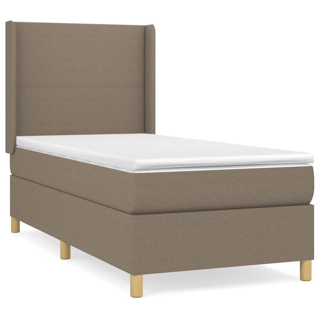 vidaXL Cama com Molas/colchão 90x200 cm Tecido Castanho-acinzentado - 425655741