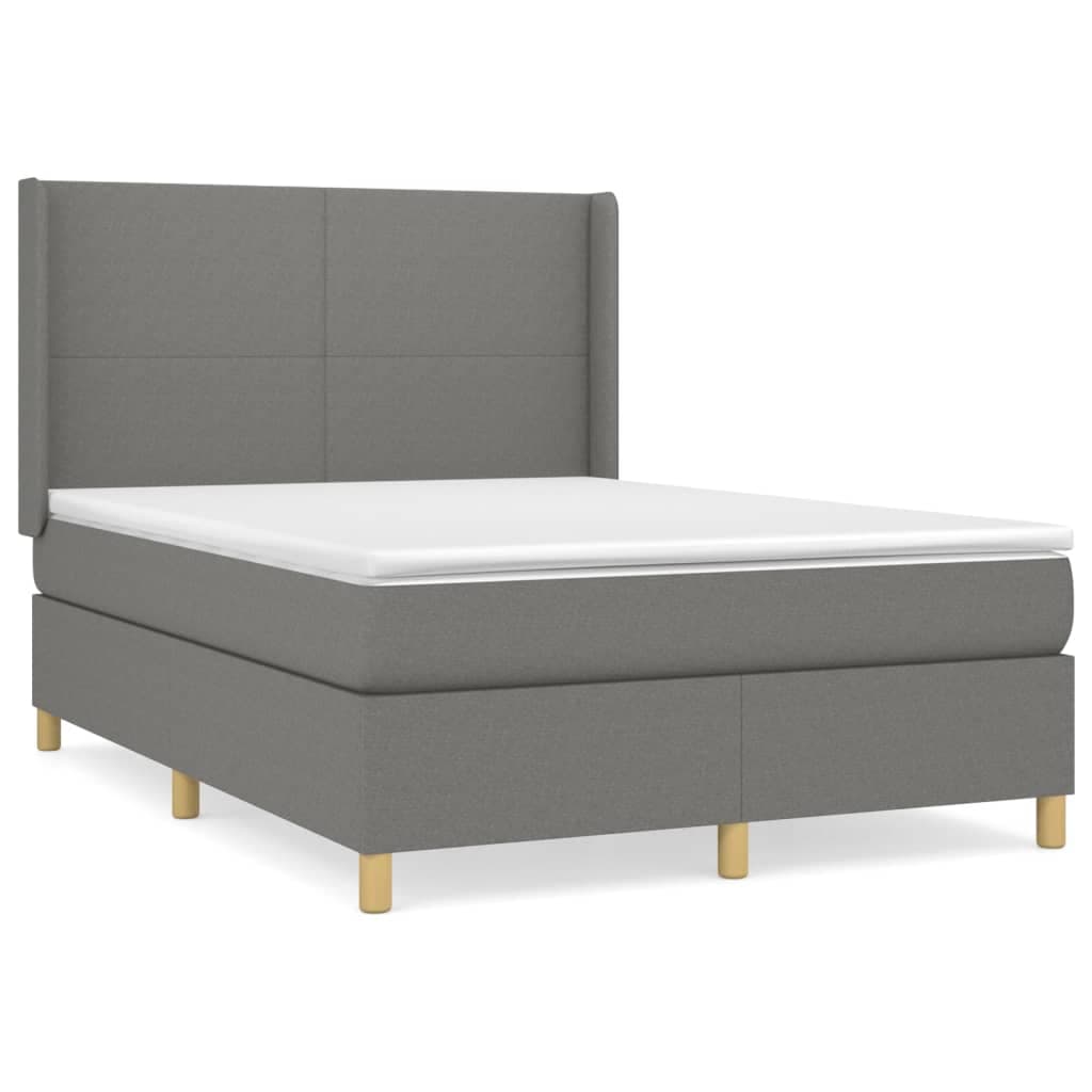 vidaXL Cama com Molas/colchão 140x190 cm Tecido Cinzento-escuro - 2992754309