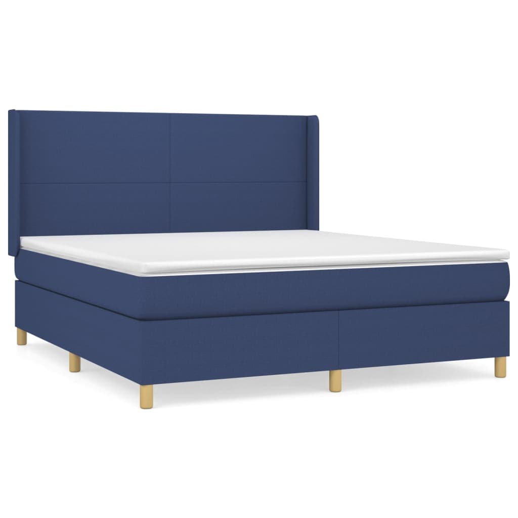 vidaXL Cama com molas/colchão 160x200 cm tecido azul