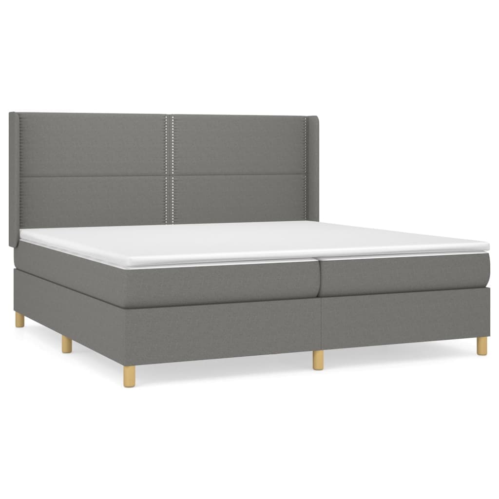 vidaXL Cama com molas/colchão 200x200 cm tecido cinzento-escuro