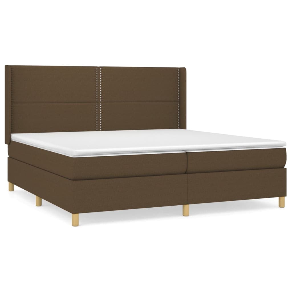 vidaXL Cama com molas/colchão 200x200 cm tecido castanho-escuro