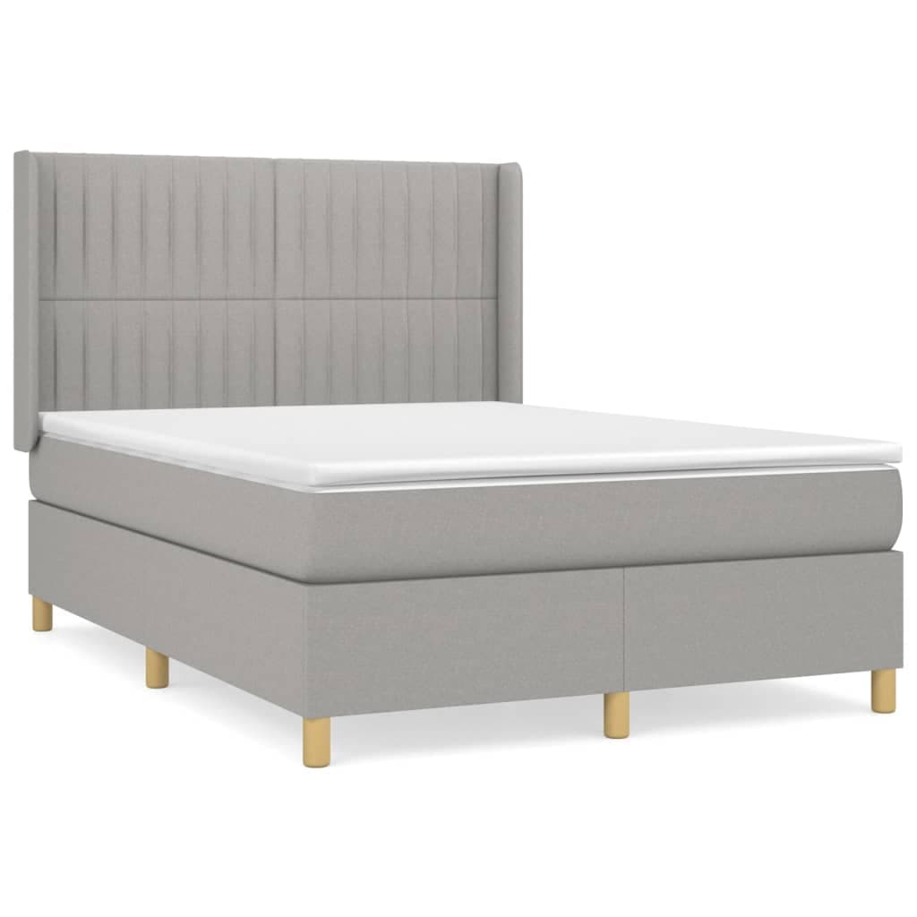 vidaXL Cama com molas/colchão 140x200 cm tecido cinzento-claro