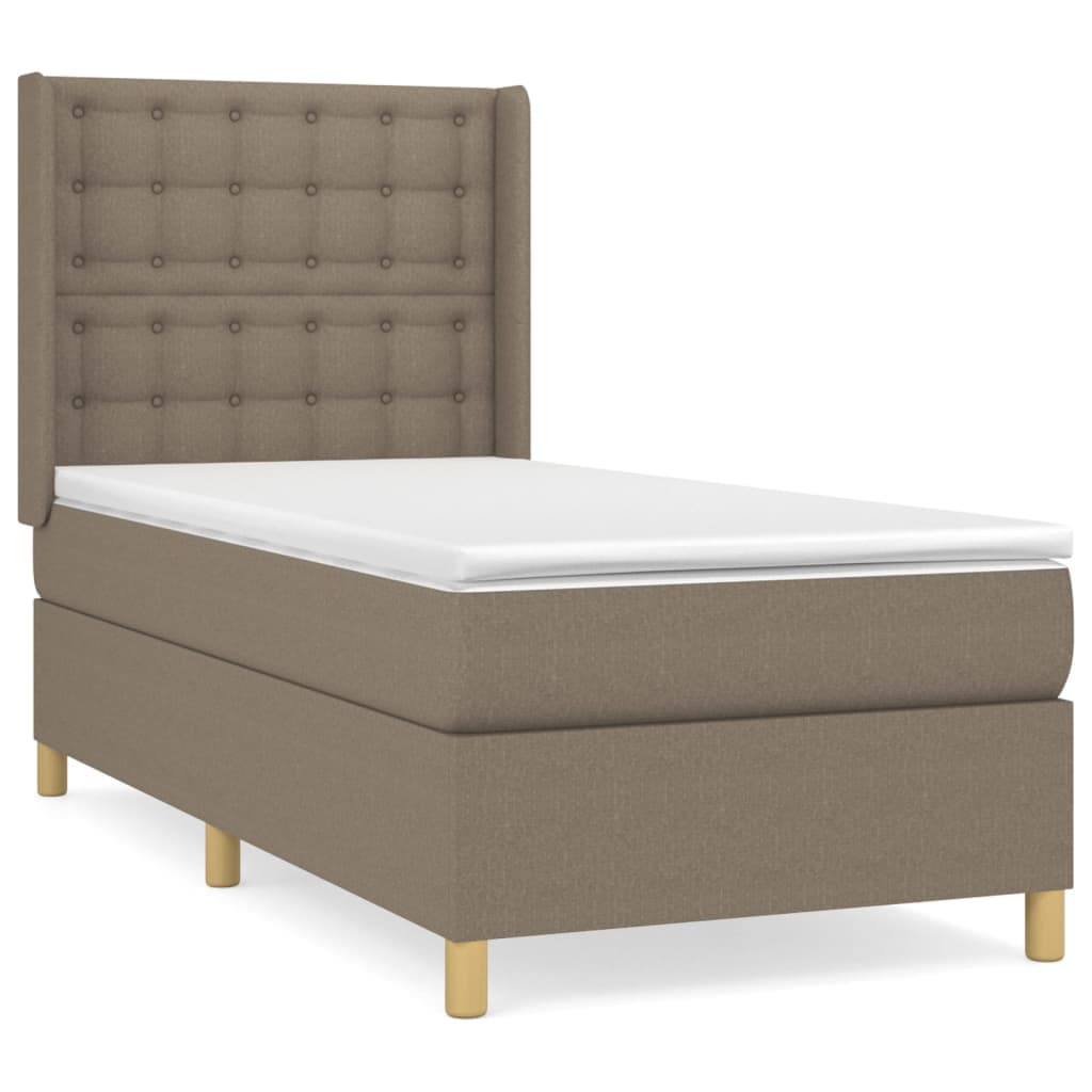 vidaXL Cama com Molas/colchão 90x200 cm Tecido Castanho-acinzentado - 3466943885