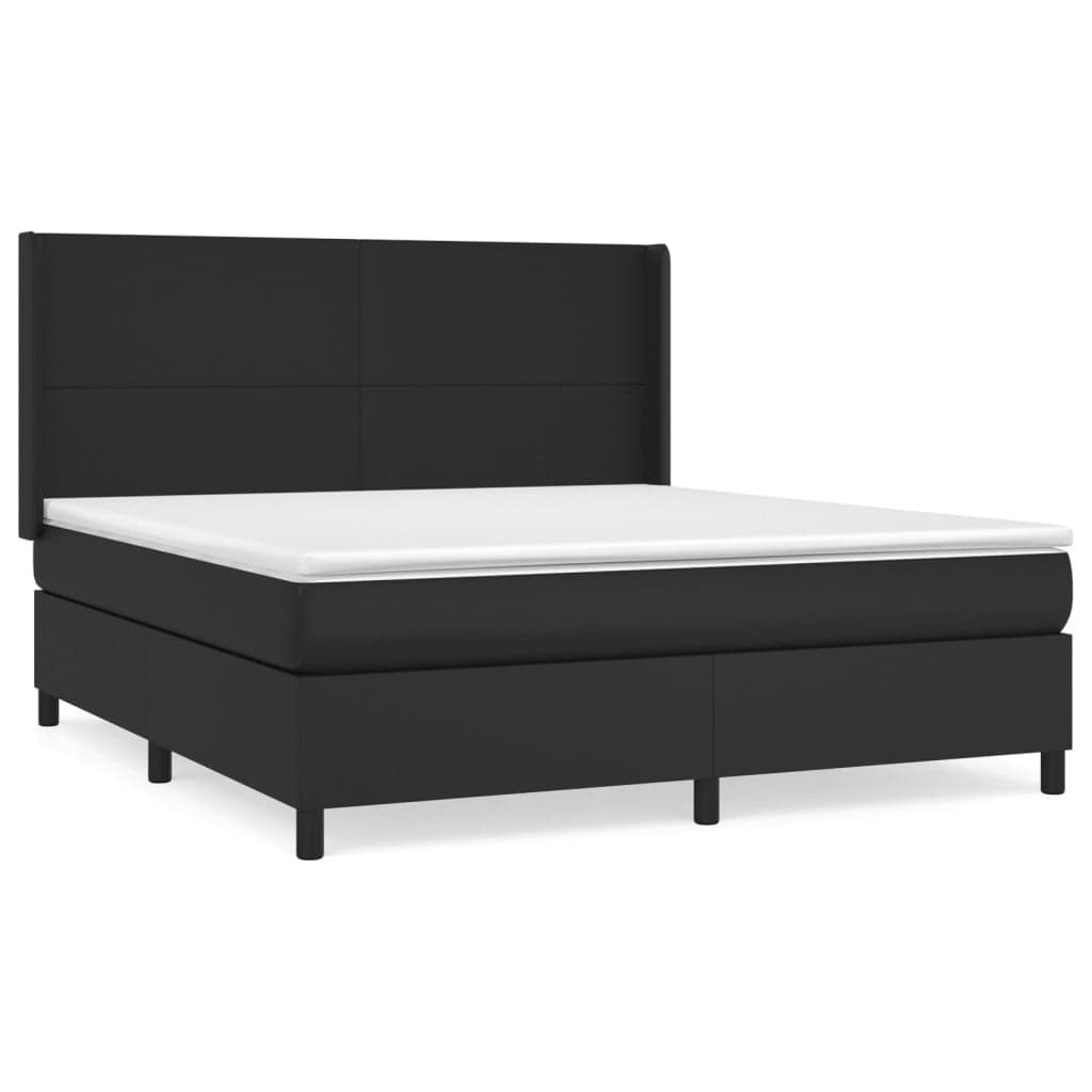 vidaXL Cama com Molas/colchão 180x200 cm Couro Artificial Preto - 1059038158