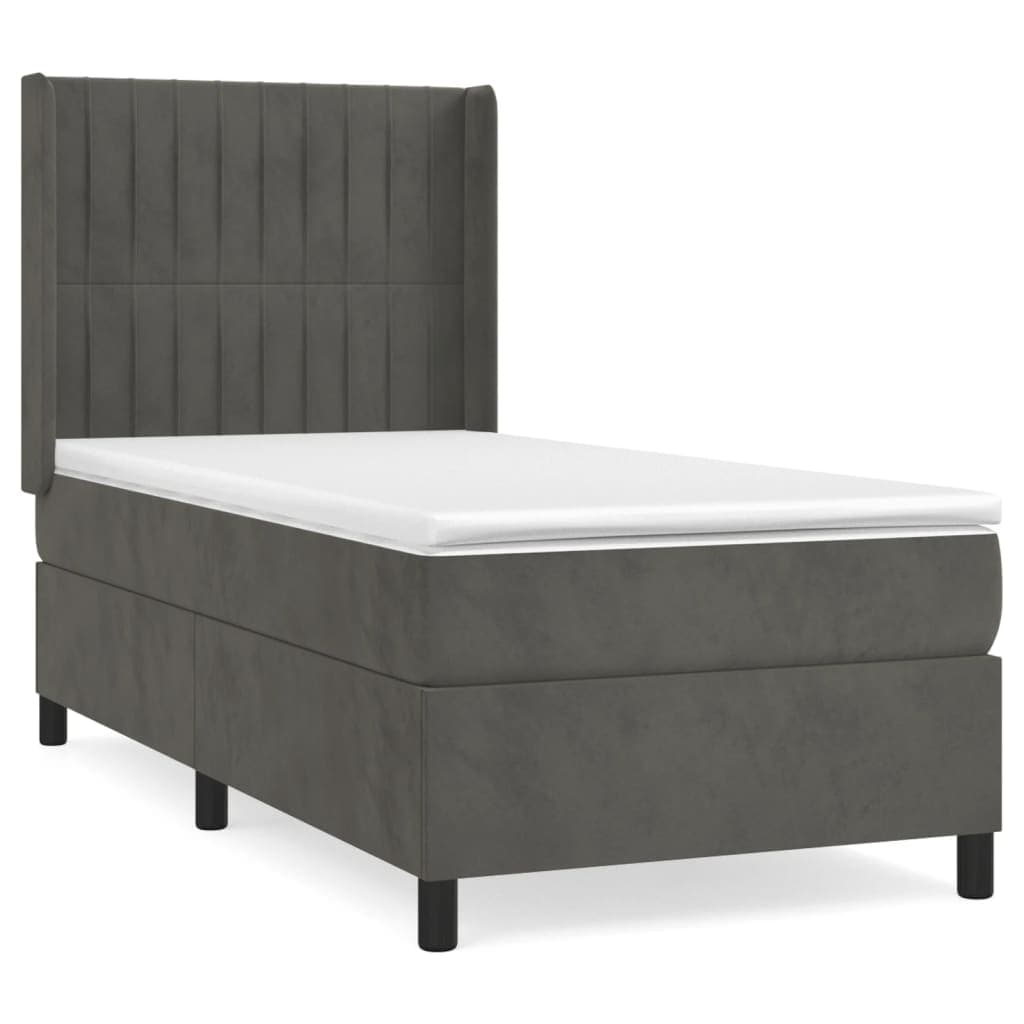 vidaXL Cama com Molas/colchão 80x200 cm Veludo Cinza-escuro - 3487884114